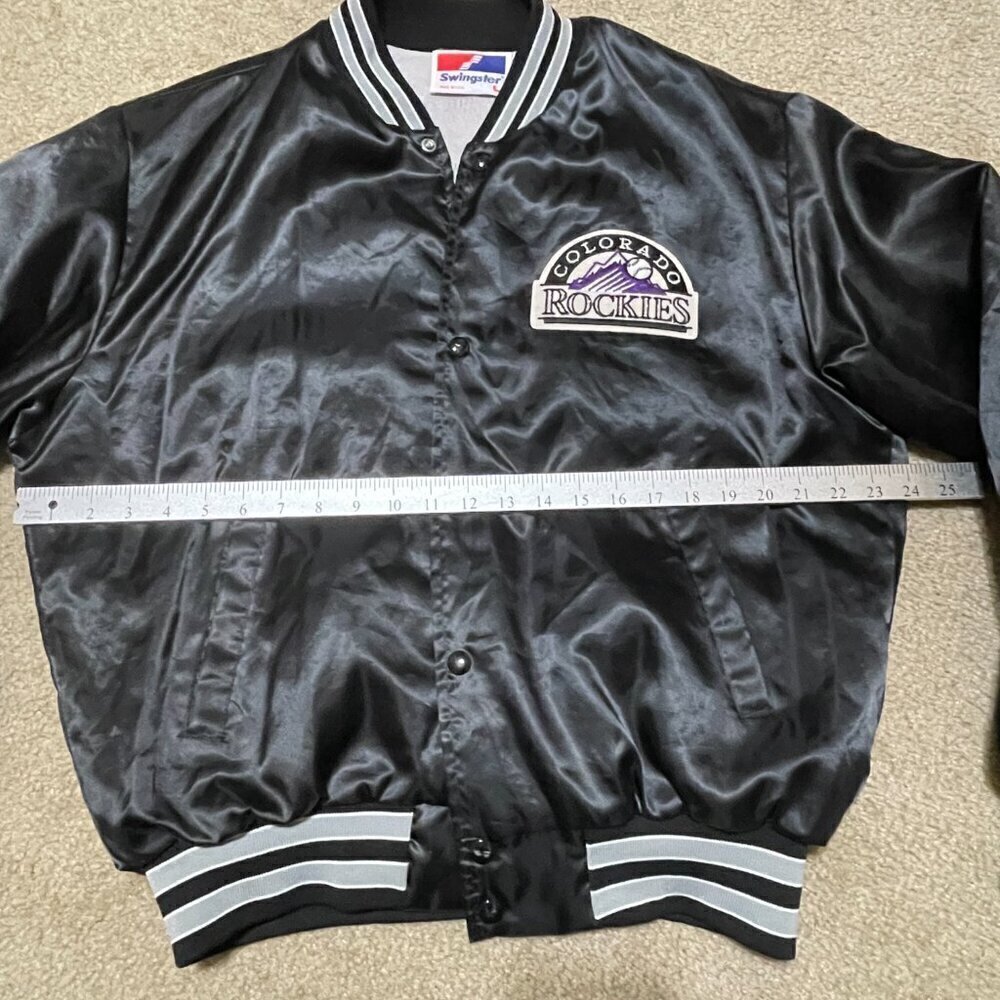 Vintage 90's MLB Colorado Rockies Swingster Satin Jacket Size L Made In USA - Picture 3 of 8